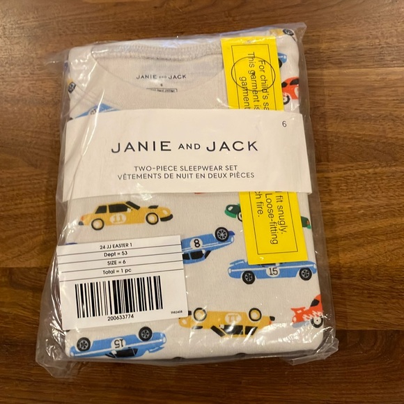 NWT- Janie and Jack Good Night Short Sleeve Pajama In Race Car - Picture 2 of 3